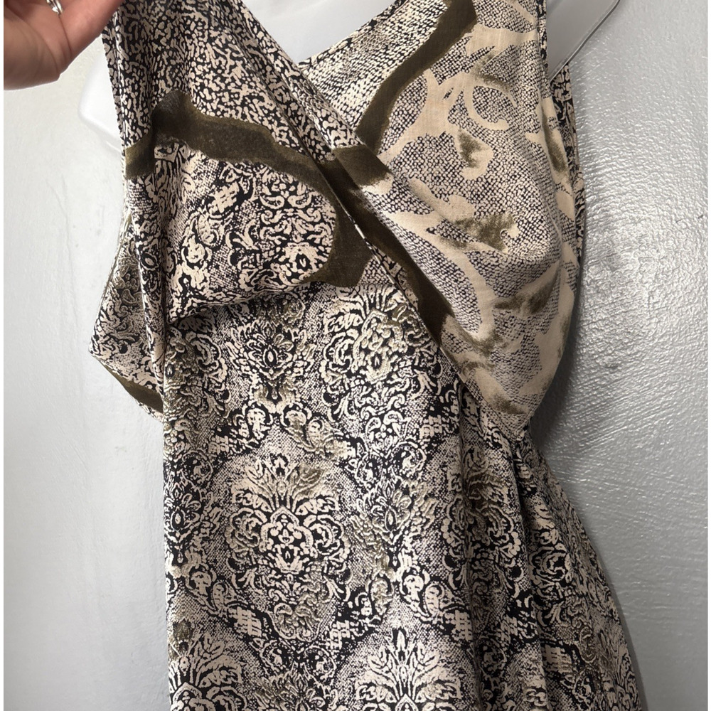 Vintage Rayon Dress Size Medium Brown Artsy Tribal Boho Whimsigoth Goblincore - Picture 4 of 11